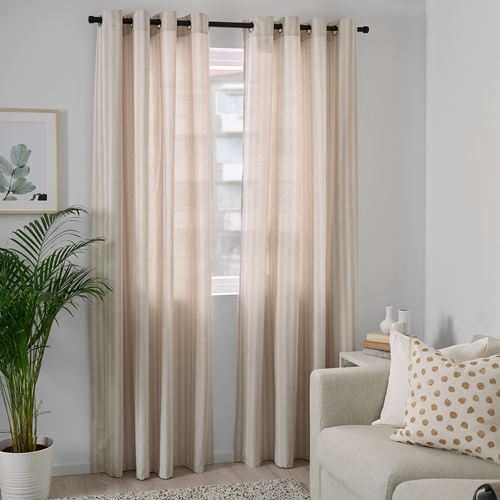 IKEA - MAJRID, curtains, 1 pair, beige, 145x300 cm