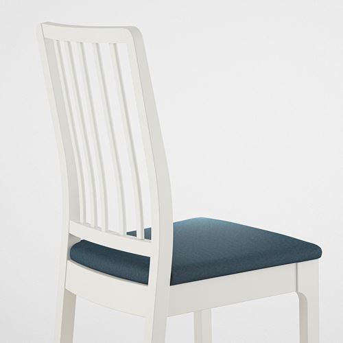IKEA - EKEDALEN, upholstered wooden chair, white/Idekulla blue