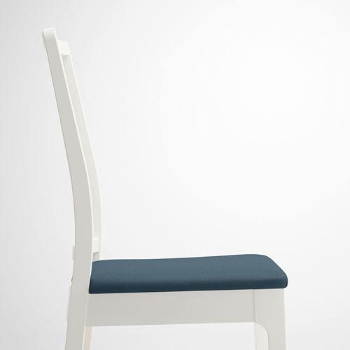 IKEA - EKEDALEN, upholstered wooden chair, white/Idekulla blue