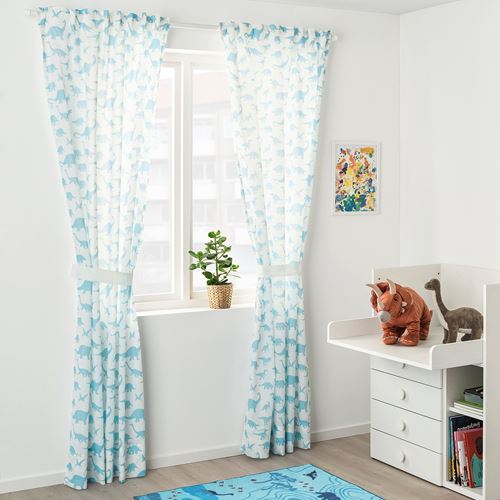 IKEA - JATTELIK, children's curtain, white-blue, 120x300 cm