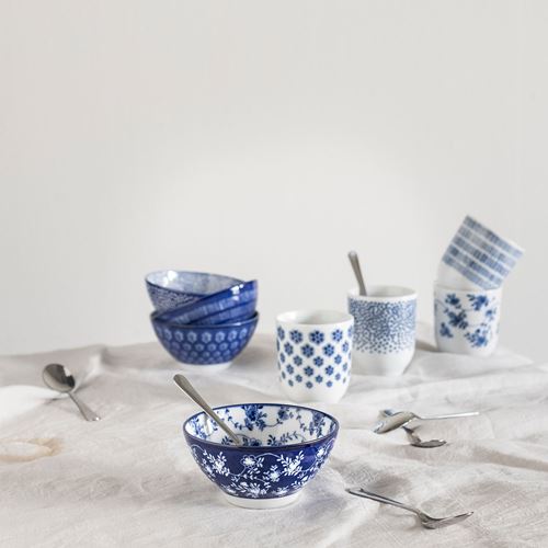 IKEA - ENTUSIASM, cup set, blue-white, 22 cl