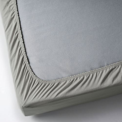 IKEA - VARVIAL, fitted sheet, light grey, 160x200 cm