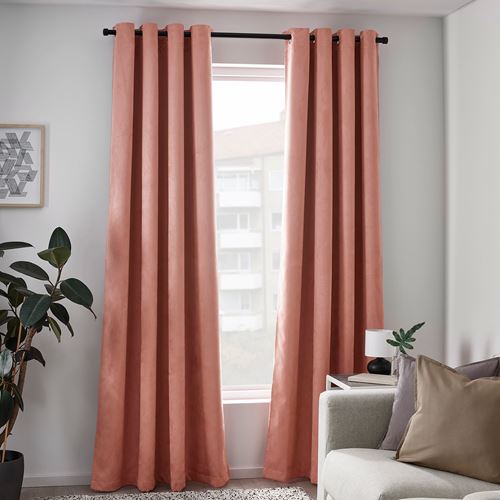 IKEA - BIRTNA, blackout curtain, 1 pair, light pink, 145x300 cm