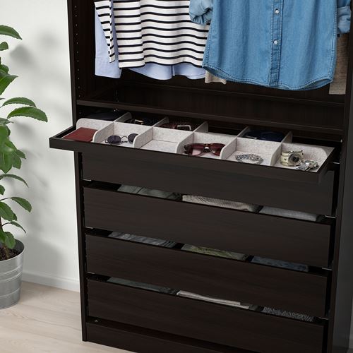 IKEA - KOMPLEMENT, bölmeli sürgülü raf, venge-açık gri, 100x35 cm