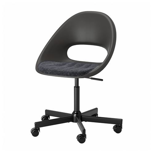 IKEA - PYNTEN, seat pad for office chair, dark grey, 41x43 cm