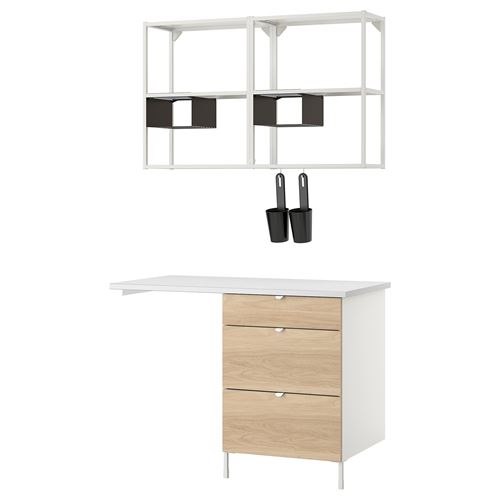 IKEA - ENHET, cabinet combination for laundry and kitchen, white-oak look, 60x60x75 cm