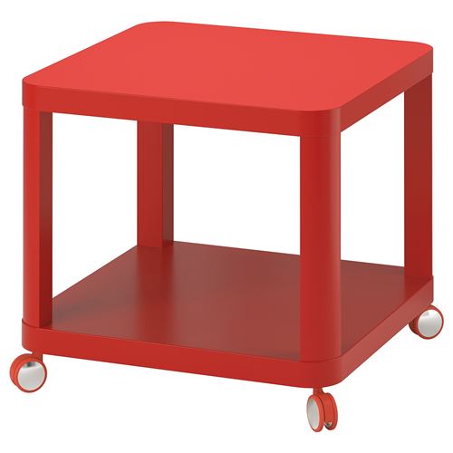 IKEA - TINGBY, side table on castors, red, 50x50 cm