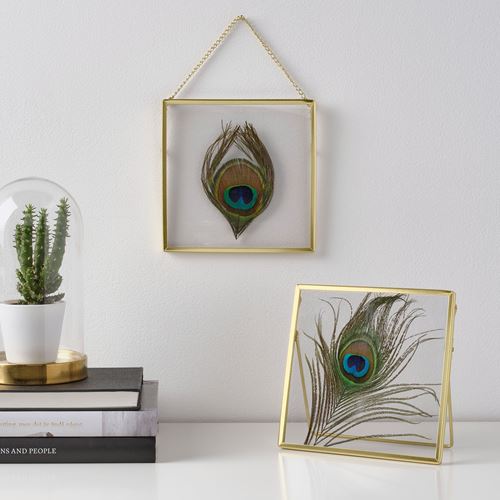 IKEA - LERBODA, colorful frame, golden colour, 16x16 cm