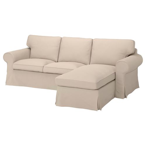 IKEA - EKTORP, 3-seat sofa with chaise longue, hallarp beige