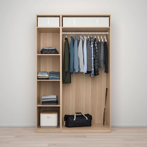 IKEA - PAX/FORSAND/AHEIM, PAX wardrobe, white stained oak effect-mirror glass, 150x60x236 cm