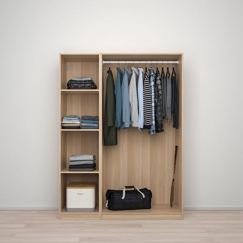 IKEA - PAX/FORSAND/AHEIM, PAX wardrobe, white stained oak effect-mirror glass, 150x60x201 cm