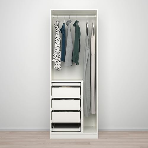 IKEA - PAX/FORSAND/AHEIM, PAX wardrobe, white-mirror glass, 75x60x201 cm