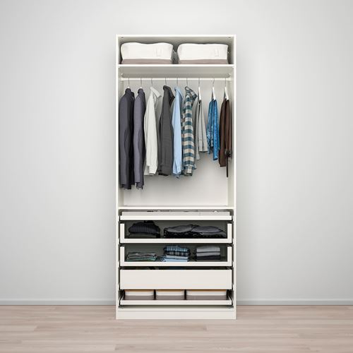 IKEA - PAX/BERGSBO, PAX gardırop, beyaz-buzlu cam, 100x60x236 cm