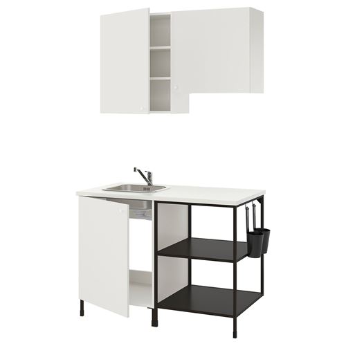 IKEA - ENHET, kitchen storage combination, white/anthracite, 123x63.5x222 cm