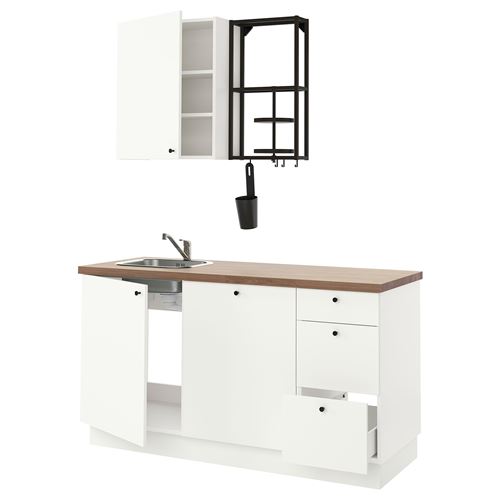 IKEA - ENHET, kitchen storage combination, white/anthracite, 163x63.5x222 cm