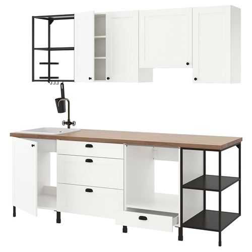 IKEA - ENHET, kitchen storage combination, white/anthracite, 243x63.5x222 cm