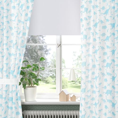 IKEA - JATTELIK, children's curtain, white-blue, 120x300 cm