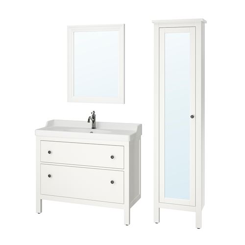 IKEA - HEMNES/RATTVIKEN/TOFTBYN, banyo mobilyası seti, beyaz, 102 cm