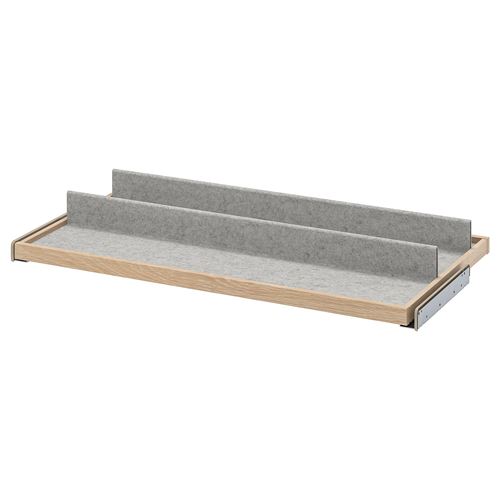 IKEA - KOMPLEMENT, pull-out tray with shoe insert, white stained oak effect/light grey, 100x58 cm