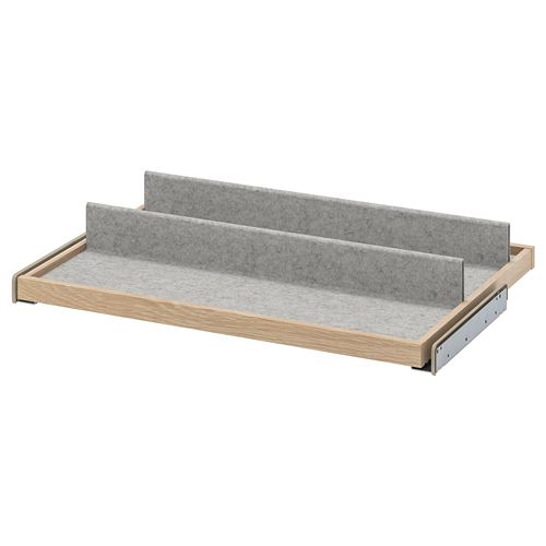 IKEA - KOMPLEMENT, pull-out tray with shoe insert, white stained oak effect/light grey, 75x58 cm