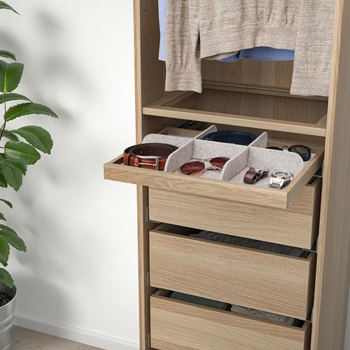 IKEA - KOMPLEMENT, pull-out tray with divider, white stained oak effect, 50x35 cm