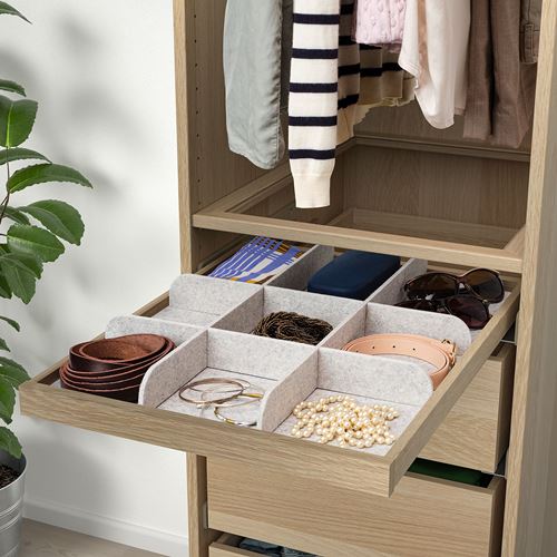 IKEA - KOMPLEMENT, pull-out tray with divider, white stained oak effect, 50x58 cm