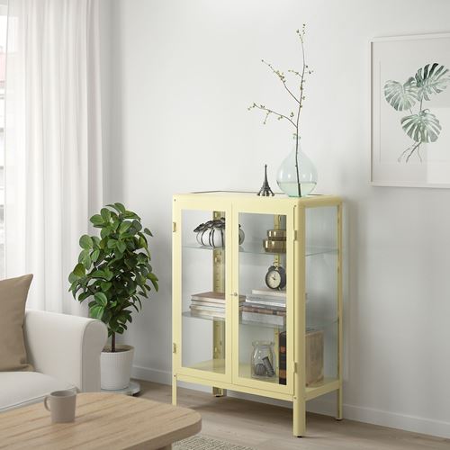 IKEA - FABRIKÖR, glass-door cabinet, light yellow, 81x113 cm