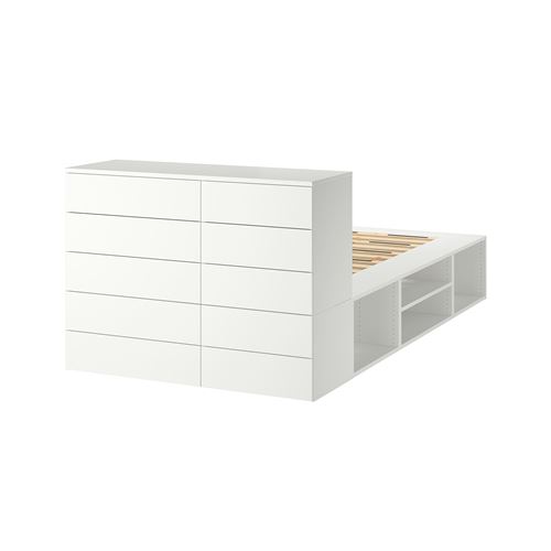 IKEA - PLATSA/FONNES, double bed base, white, 140x244x103 cm