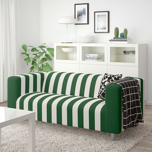 IKEA - KLIPPAN, 2-seat sofa, radbyn green/white