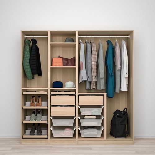 IKEA - PAX/FARDAL, PAX gardırop, ağartılmış meşe görünümlü-parlak cila sarı, 200x60x201 cm