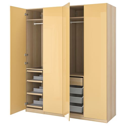 white stained oak effect/high-gloss yellow