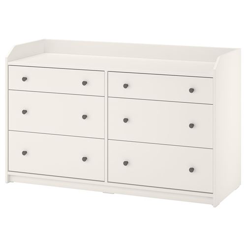 IKEA - HAUGA, chest of 6 drawers, white, 138x84 cm