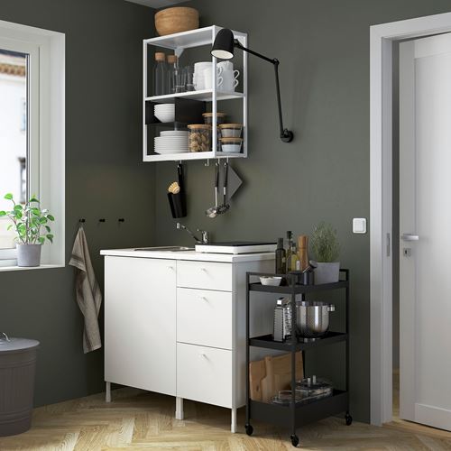 IKEA - ENHET, cabinet combination for laundry and kitchen, white, 103x63.5x222 cm