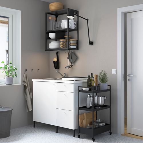 IKEA - ENHET, cabinet combination for laundry and kitchen, white/anthracite, 103x63.5x222 cm