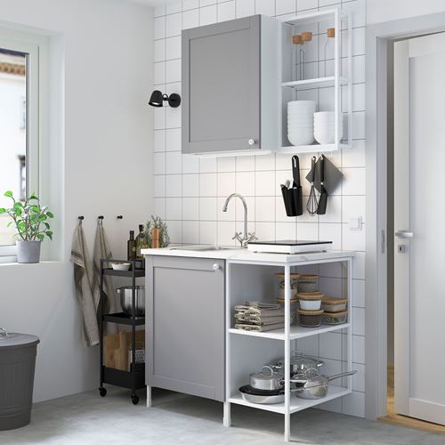 IKEA - ENHET, kitchen storage combination, white/grey, 103x63.5x222 cm