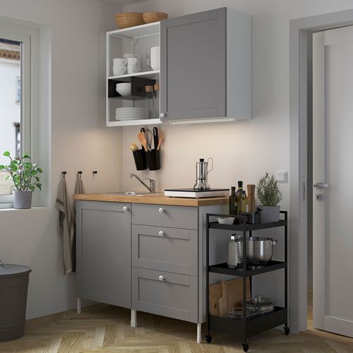 IKEA - ENHET, kitchen storage combination, white/grey, 123x63.5x222 cm