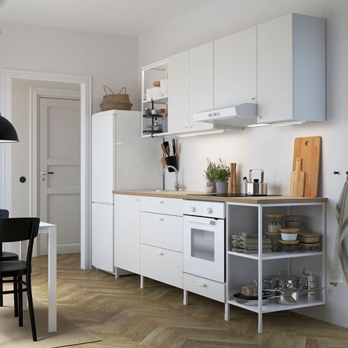 IKEA - ENHET, kitchen storage combination, white, 243x63,5x222 cm