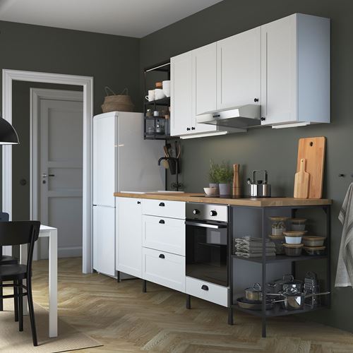 IKEA - ENHET, kitchen storage combination, white/anthracite, 243x63.5x222 cm