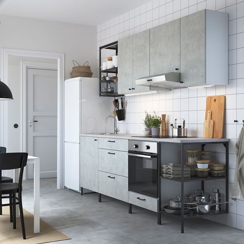 IKEA - ENHET, mutfak dolabı kombinasyonu, antrasit, 243x63.5x222 cm