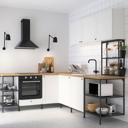 IKEA - ENHET, corner kitchen storage combination, white/anthracite, 210.5x248.5x75 cm