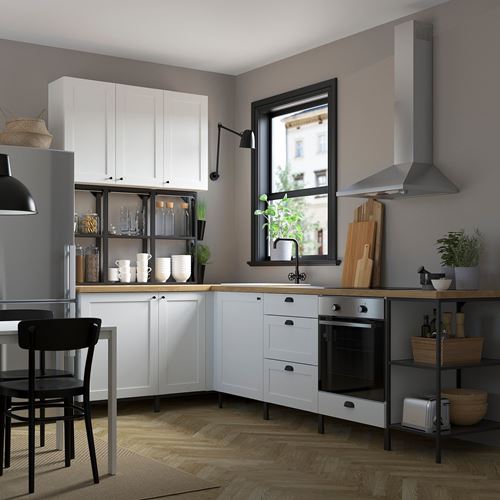 IKEA - ENHET, corner kitchen storage combination, white/anthracite, 168.5x290.5x75 cm