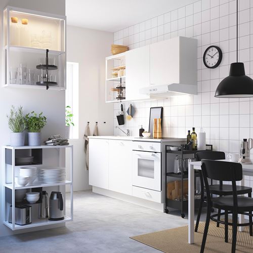 IKEA - ENHET, kitchen storage combination, white, 183x63.5x222 cm