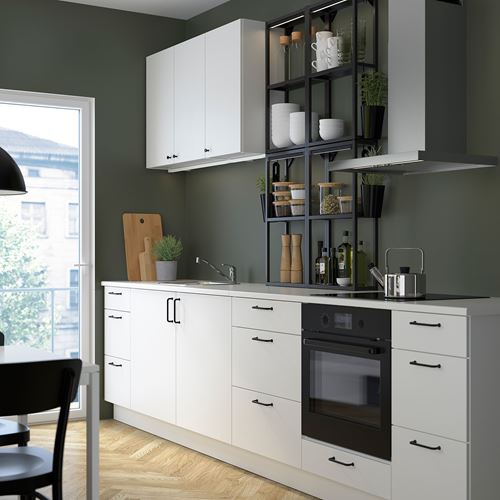 IKEA - ENHET, kitchen storage combination, white/anthracite, 323x63.5x241 cm