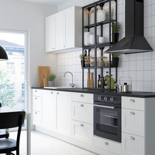 IKEA - ENHET, kitchen storage combination, white/anthracite, 323x63,5x241 cm