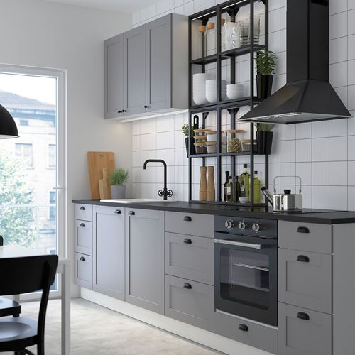 IKEA - ENHET, mutfak dolabı kombinasyonu, gri-antrasit, 323x63,5x241 cm