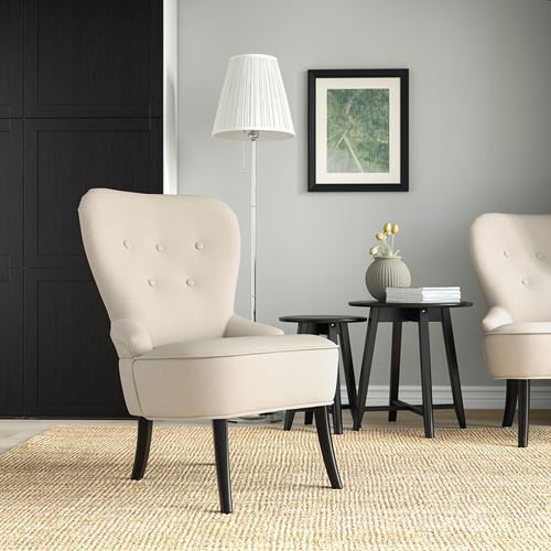 IKEA - REMSTA, wing chair, Hakebo beige