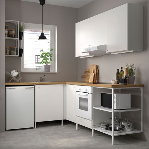 IKEA - ENHET, corner kitchen storage combination, white, 190.5x228.5x75 cm