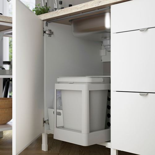 IKEA - ENHET, kitchen storage combination, white-high gloss white, 183x63.5x222 cm