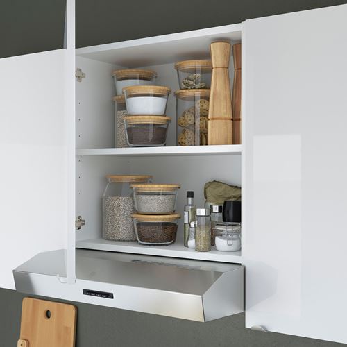 IKEA - ENHET, kitchen storage combination, white-high gloss white, 183x63.5x222 cm