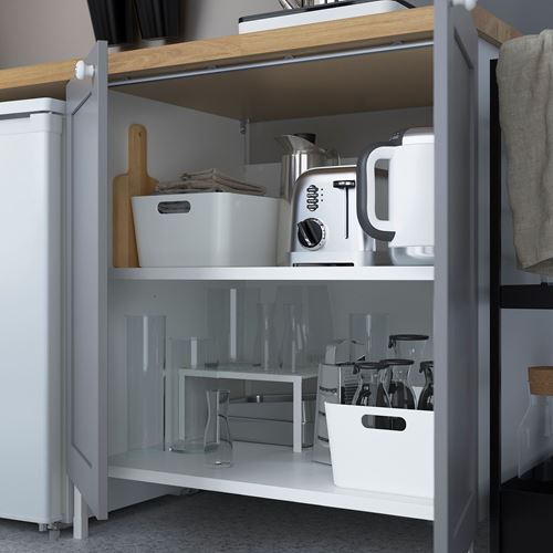 IKEA - ENHET, mutfak dolabı kombinasyonu, beyaz-gri, 243x63,5x222 cm